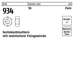 DIN 934, Sechskantmuttern mit metrischem Feingewinde, Stahl 10.9, M 20 x 1,5 | 48 Stück